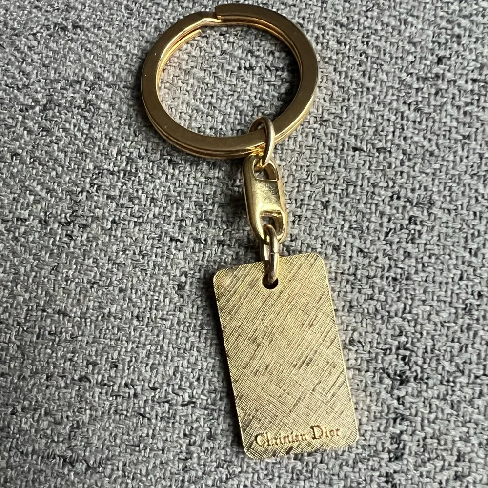 Christian Dior Vintage Black and Red enamel Goldtone keychain